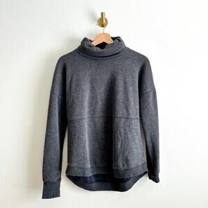 Athleta Cozy Karma Lounge Fleece Funnel Neck Sweatshirt Gray